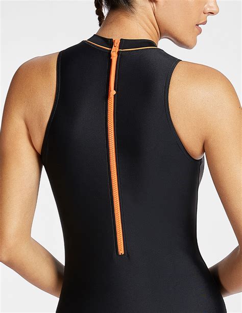 Damen Einteiler Sportlicher Badeanzug High Neck Gepolstert Mit Reißverschluss Ebay