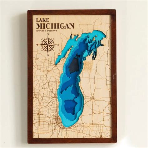 Lake Michigan Depth Map - Etsy