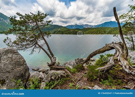 Fantastic Round Hike Around The Beautiful Eibsee Stock Image Image Of