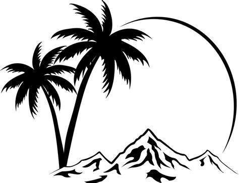 Icono De Rbol Silueta De Vector De Palmera Con Blanco Y Negro