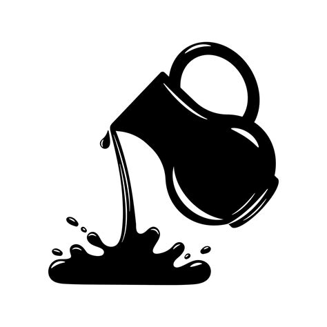 Vector Monochrome Jugs Pouring Water From A Jug Vector Illustration