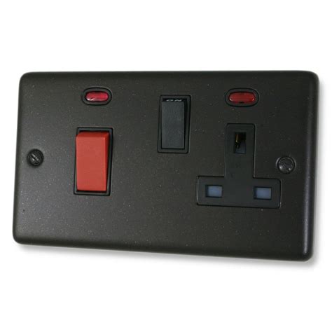 Gandh Cg29b Standard Plate Graphite 45 Amp Dp Cooker Switch And 13a Switched Socket