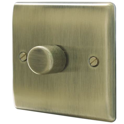 British General Nexus Metal 1 Gang 2 Way Led Dimmer Switch Antique Brass Screwfix