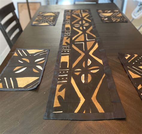 African Mudcloth Table Runner Africa Home Wall Decor Boho Wall Table