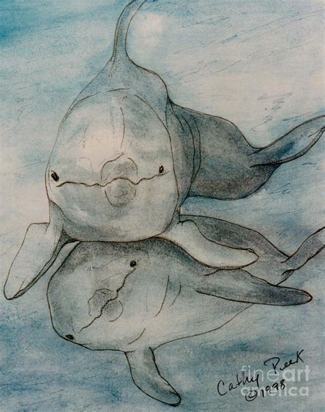 Dolphins Duo Underwater Art Cathy Peek Painting By Cathy Peek Fine Art America