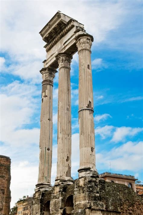 Three Pillars Of The Temple Of Castor And Pollux In The Roman Forum