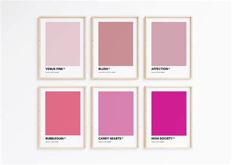 Pantone PINK Wall Art Printable Bundle Set of 6 Prints Pink Pantone Colors Home Decor Pantone ...