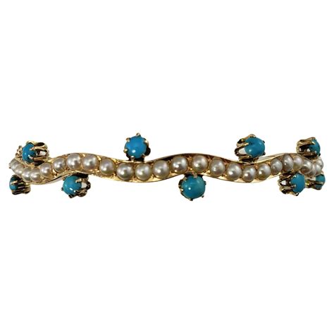 Persian Turquoise Pearl Gold Bangle Bracelet At 1stdibs Persian Gold