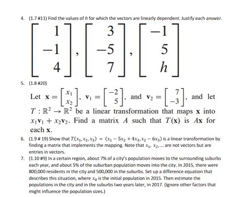 Solved 4 1 7 11 Find The Values Of H For Which The Chegg