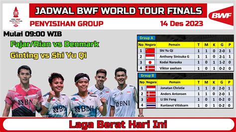 Jadwal BWF World Tour Finals 2023 Day 2 Penyisihan Group Ginting Vs