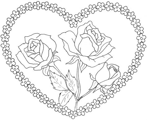 Coloriage Coeur Damour Et Roses Dessin Gratuit à Imprimer