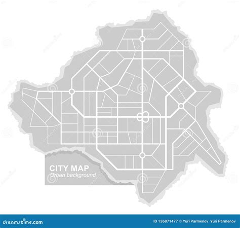 Abstract City Map With Line Scheme Of Roads Urban Architectural