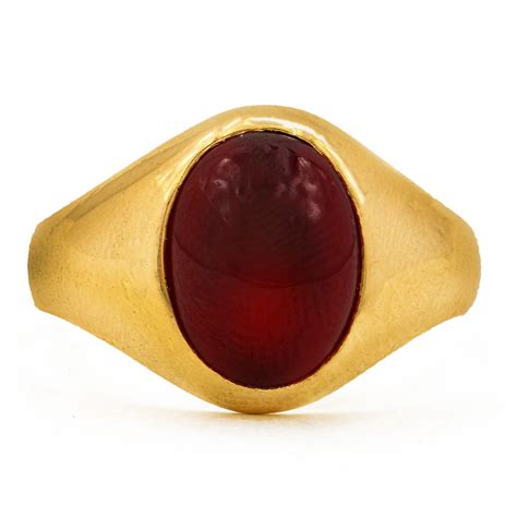 10 Karat Yellow Gold Men's Garnet Ring - Lippa's Jewelry