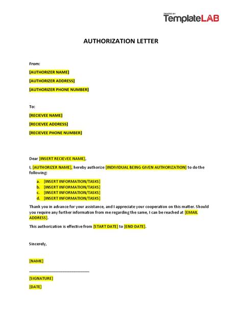 authorization letter template