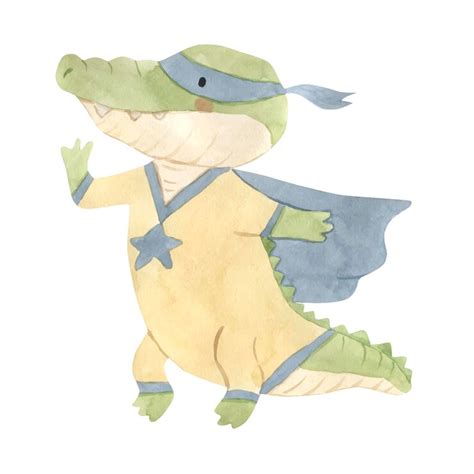 Premium Vector | Alligator watercolor illustration for kids