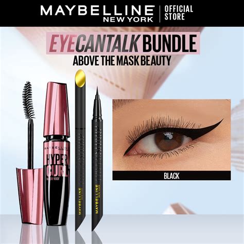 Maybelline Hypersharp Liquid Pen Eyeliner Black Hypercurl Waterproof Mascara Make Up Set