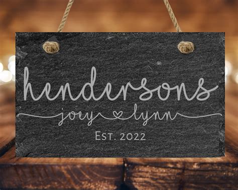 Welcome To Our Home Door Sign Personalized Slate Door Hanger Etsy