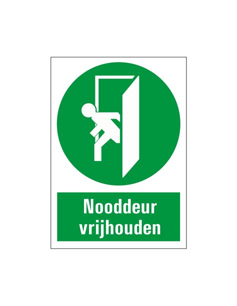 Nooddeur Vrijhouden Bord Met Tekst Kopen