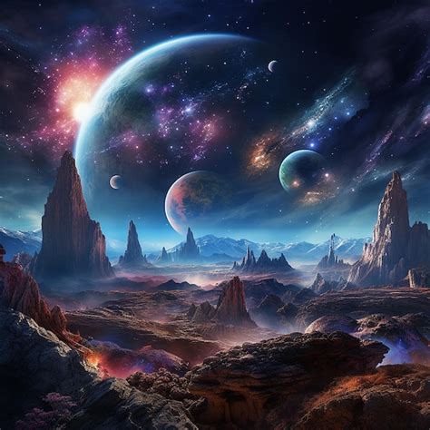 Premium AI Image | In the boundless cosmos we encounter a random planet