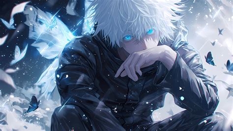 Satoru Gojo Wallpaper 4K, Blue eyes, AI art, Jujutsu Kaisen