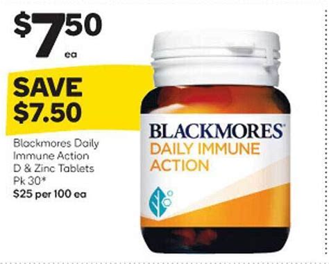 Blackmores Daily Immune Action D Zinc Tablets Offer At Woolworths