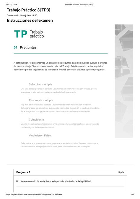 Examen Trabajo Practico Tp Trabajo Pr Ctico Tp Comenzado