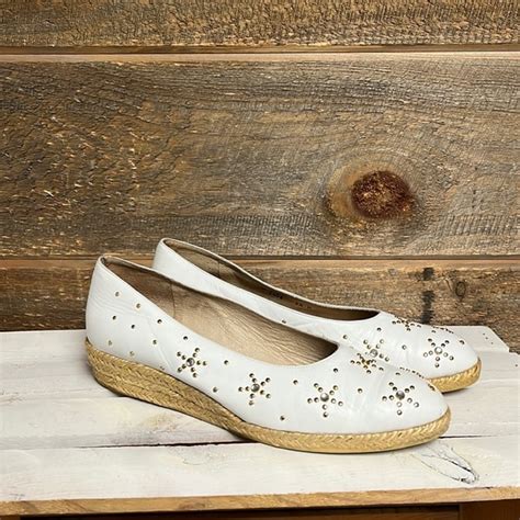 Stuart Weitzman Shoes Vintage Stuart Weitzman White Leather Studded