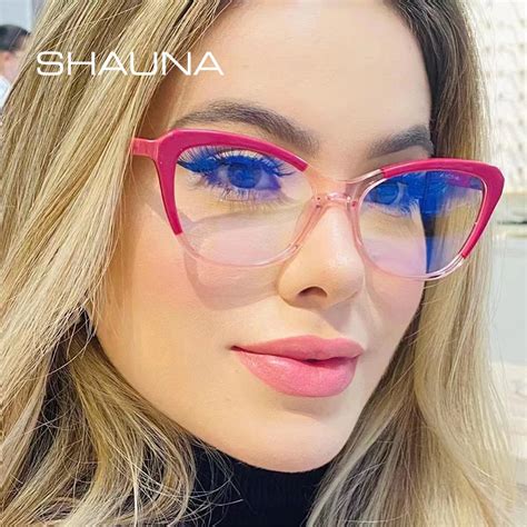 Shauna Fashion Tr90 Clear Anti Blue Light Women Glasses Frame Retro