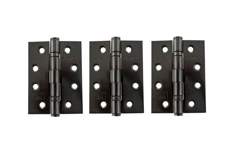 Ah1433bn3 Atlantic Ball Bearing Hinges Grade 13 Fire Rated 4 X 3 X 3mm Set Of 3 Black Nickel