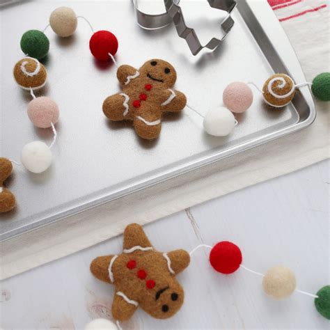 Felt Gingerbread Men Gingerbread Men Garland Christmas Etsy