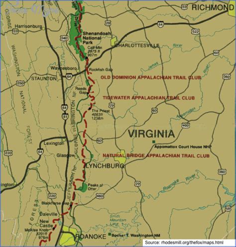 APPALACHIAN TRAIL MAP VIRGINIA - ToursMaps.com