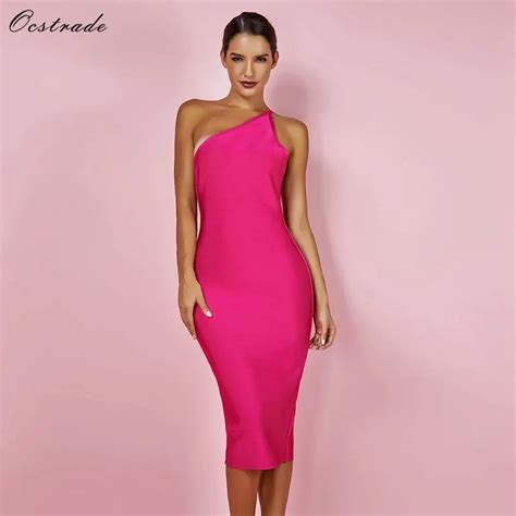 Ocstrade Fashion Celeb Bandage Dress Hot Pink Backless Maxi