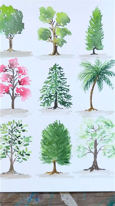 How To Paint Nine Easy Watercolor Trees For Beginners Artofit