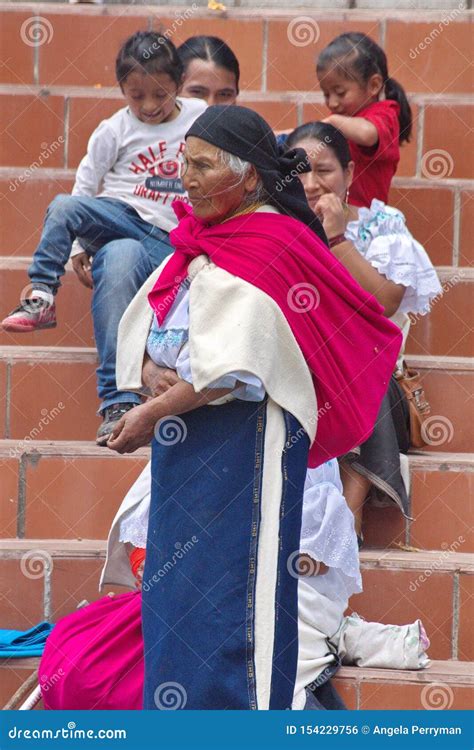 Indigenous People In The Park In Cotacachi Editorial Photo Image Of