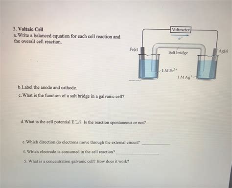 Solved Voltmeter 3 Voltaic Cell A Write A Balanced