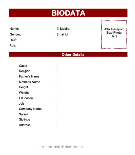 35 Marriage Biodata Formats In Word And Pdf Free Download