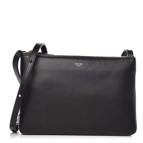 Celine Lambskin Small Trio Crossbody Bag Black Fashionphile