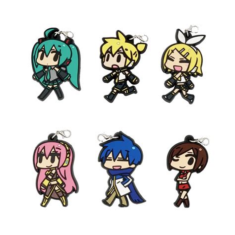 Vocaloid 2 Game Hatsune Miku Rin Len Luka Meiko Rubber Strap Keychain In Action And Toy Figures