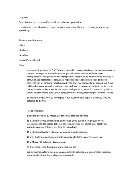 Notas Para El Examen Lenguaje P Es Un Sistema De Comunicaci N Basado