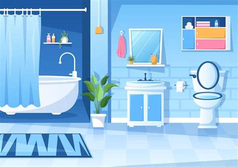 modern bathroom furniture interior background illustration cartoon