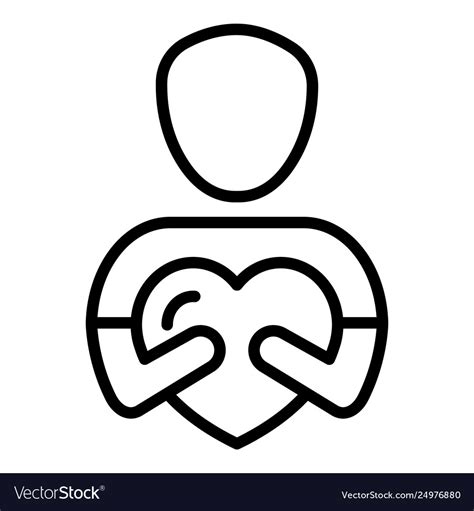 Man Gives Heart Icon Outline Style Royalty Free Vector Image