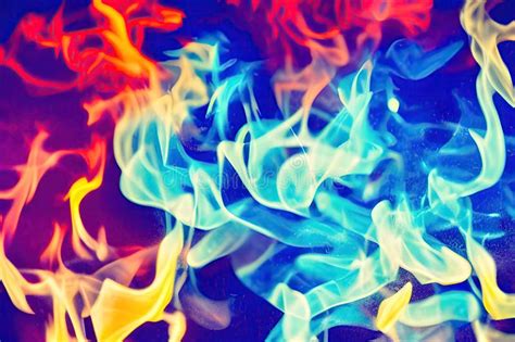 Color Smoke Abstract Background Cold Hot Ice Fire Flame Defocused Blue