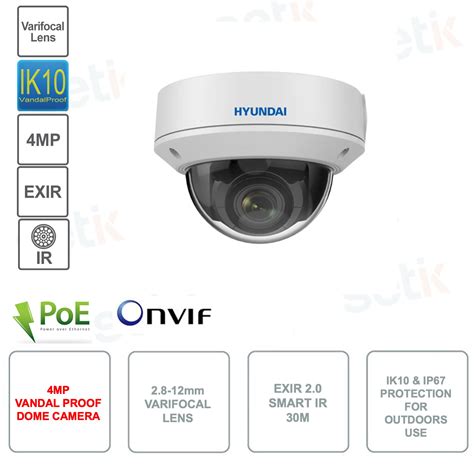 Hyu Telecamera Dome Ip Poe Onvif Mp Con Ottica Mm