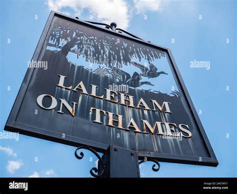 Laleham-on-Thames, Village Sign, Laleham, Surrey, England, UK, GB Stock ...