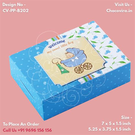 Mithai Boxes For Baby Boy Birth Announcements - B202 • Chocovira Chocolates