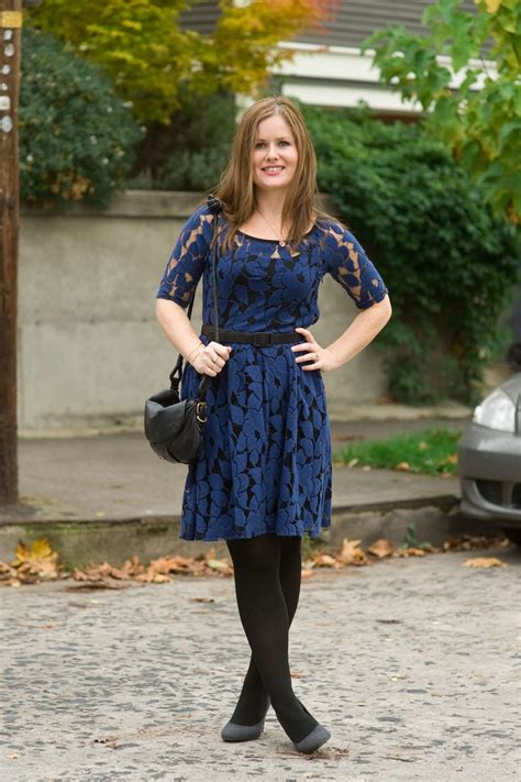 Street Style From Portland Oregon Blue Dress Black Tights Street Style Blog Pretty Outfits