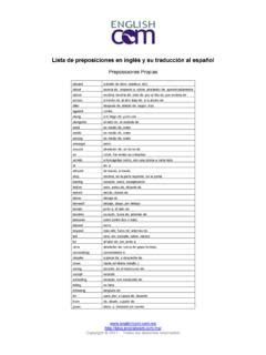 Lista de preposiciones en inglés y su traducción al lista de