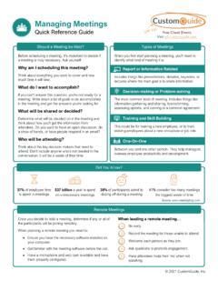 Managing Meetings Quick Reference Customguide Managing Meetings