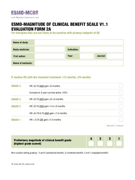 Fillable Online Esmo Magnitude Of Clinical Benefit Scale V