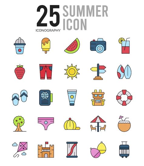 Premium Vector 25 Summer Lineal Color Icon Pack Vector Illustration